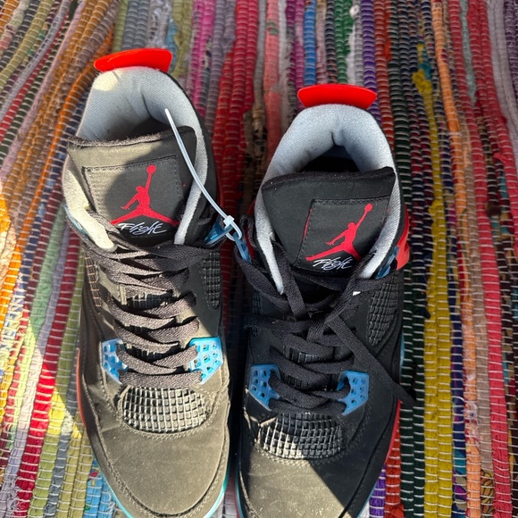 Air Jordan 4 Black Red Teal Rare Colorway Size9.5 Clean Condition Retro IV